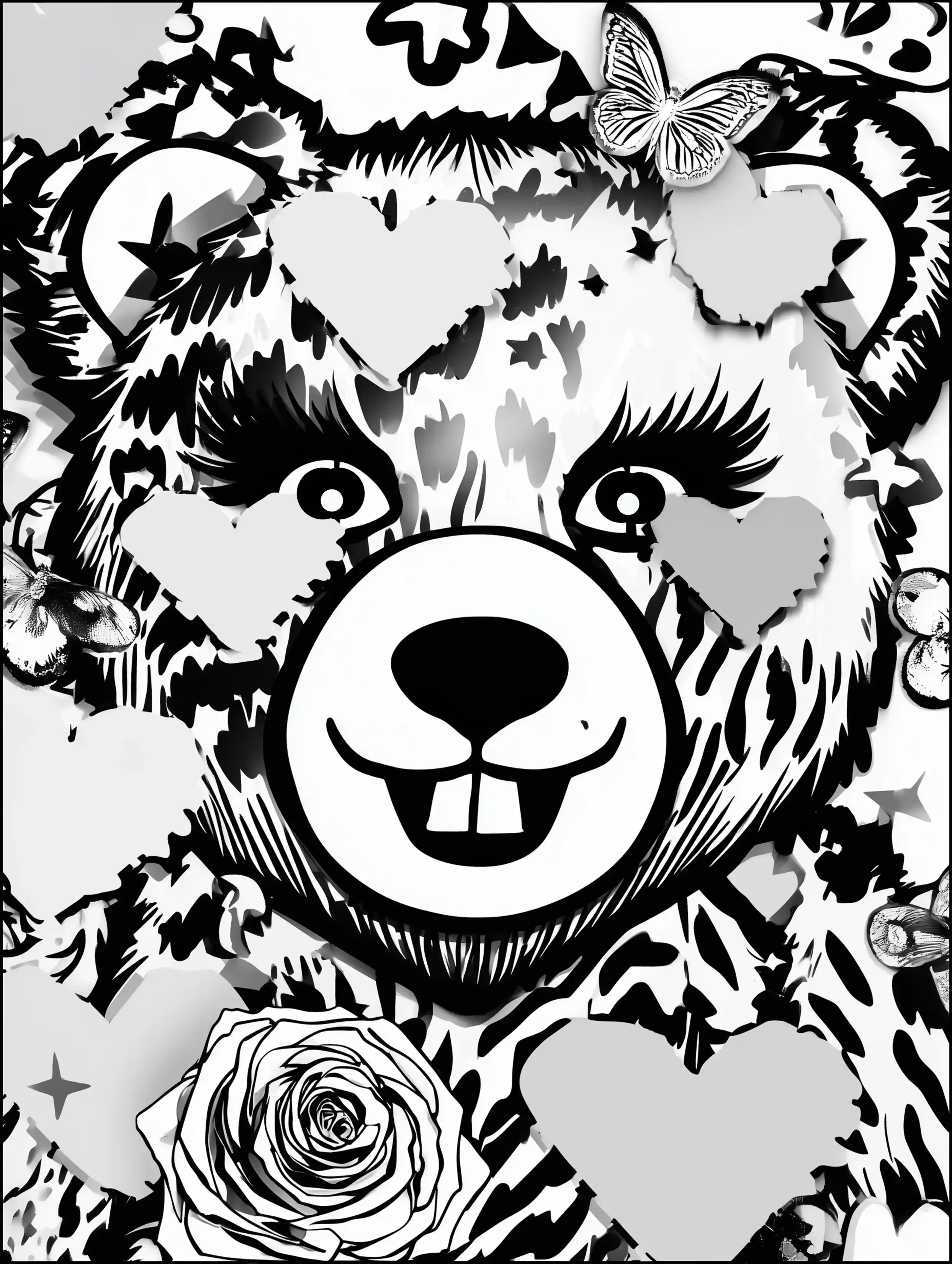 Free printable bear coloring book page featuring a buck tooth bear